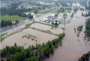 Flooding at Elkford. Image courtesy District of Elkford