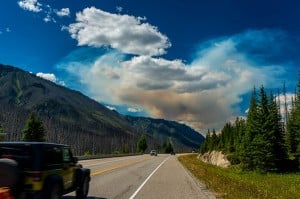 Fire started by a lightning strike, Numa Creek, Kootenay National Park, British Columbia.