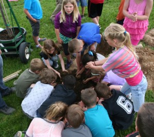 Students learn about blending soil.