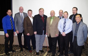 Overwaitea and Save-On-Foods employees with Jones at the luncheon.