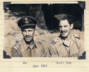 Here’s a photo dated July 1943 of Jim, with another pilot named Buddy Date, from Jim’s photo album.