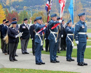 A Walk to Remember: Cadets from the 279 Elk Valley Squadron provided a colour party for a parade to the Sparwood Cenotaph. The parade was held during the District Annual General Meeting for Royal Canadian Legion representatives from across the Kootenays, and wreaths were laid in honour of veterans who died during the last year. (Photo S. Furedi)