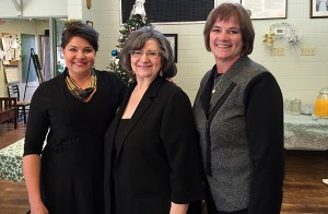 Columbia Power's Audrey Repin, left, City of Fernie Mayor Mary Giuliano and Heather Smith, representing Kootenay East MLA Bill Bennett.