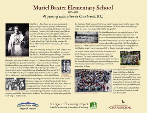 The commemorative panel to be installed on the site later by SD5 about Muriel Baxter. Click to enlarge.