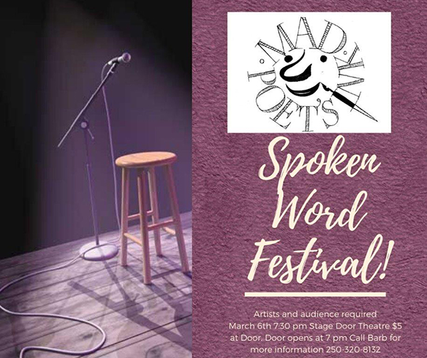 Spoken Word Festival March 6 at Stage Door Cranbrook