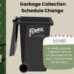 Garbage collection schedule changing in Fernie