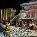 Firefighters respond to train car fire near Jaffray